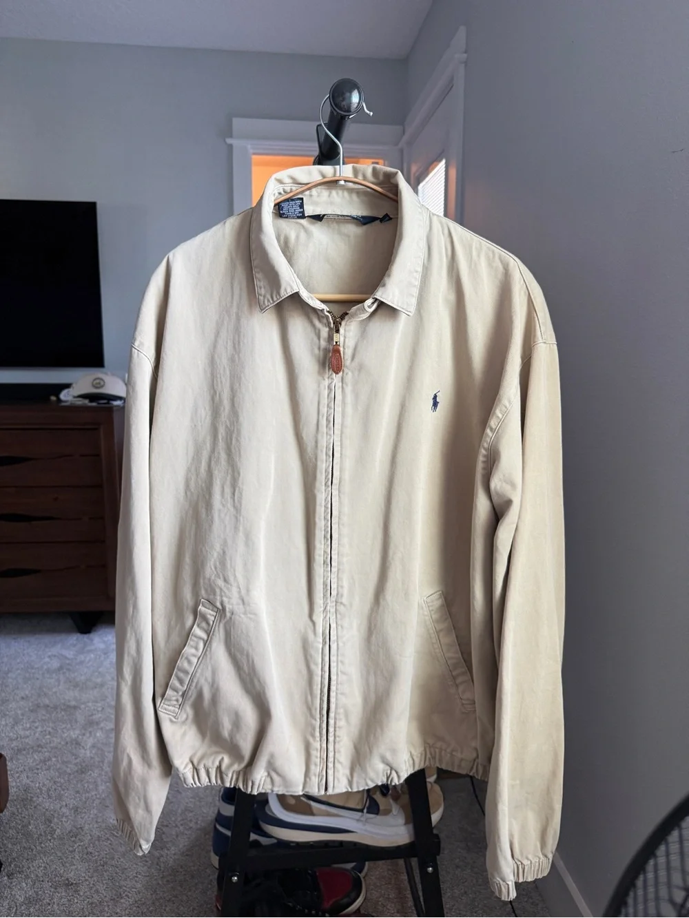 Polo by Ralph Lauren Men's Light Beige Zip-Front Harrington Jacket